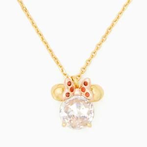 NWT Kate Spade x Disney Minnie Mouse Pendant Necklace in Gold/Clear